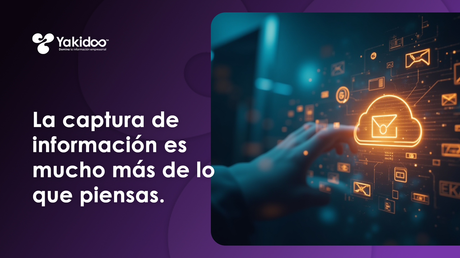 Captura digital de información desde múltiples fuentes como correos, PDF y formularios. Imagen conceptual para blog sobre gestión de datos en Yakidoo.